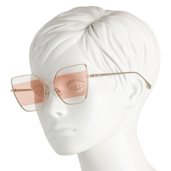 FENDI 61mm Cat Eye Sunglasses Gold Light - Picture 3 of 8